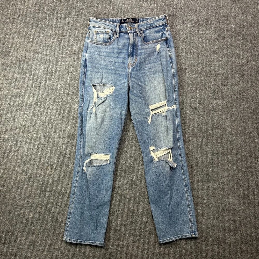 VTG Hollister Ultra High Rise Straight Jeans Women's 3R Blue Distressed - 26X26‎